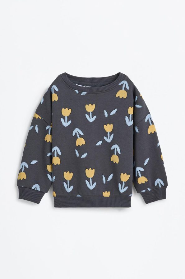 Patterned Sweatshirt and Ribbed Leggings Set