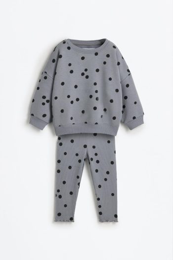 Printed Sweatshirt and Ribbed Leggings Set