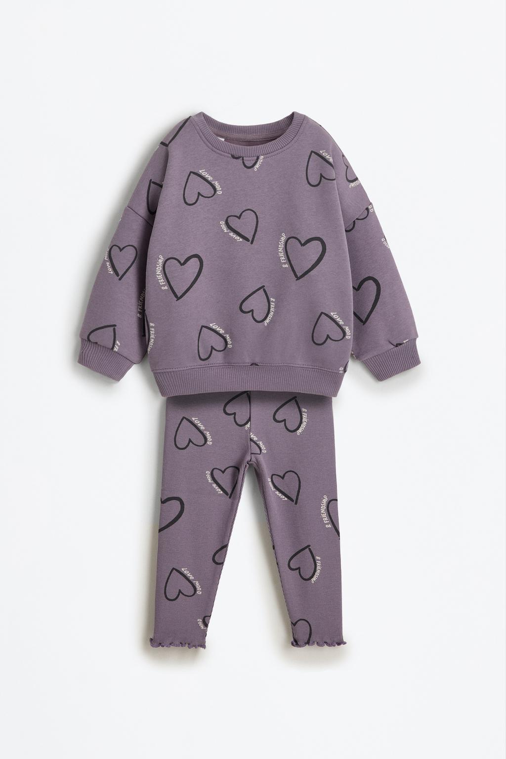 05044203611-A1.jpg Printed Sweatshirt and Ribbed Leggings Set