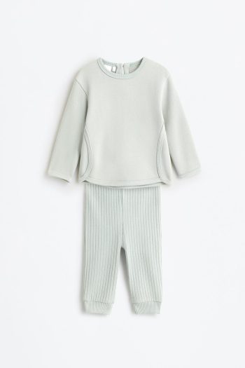 Ribbed Sweatshirt and Leggings Set