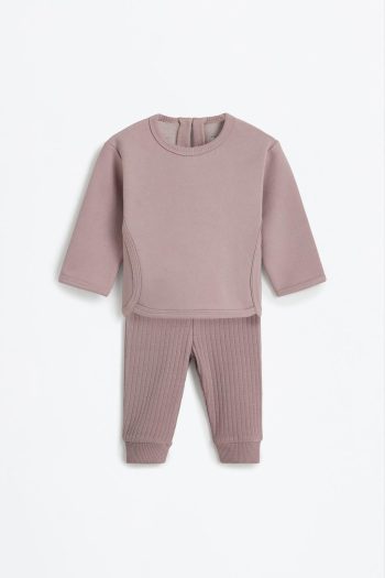 Ribbed Sweatshirt and Leggings Set