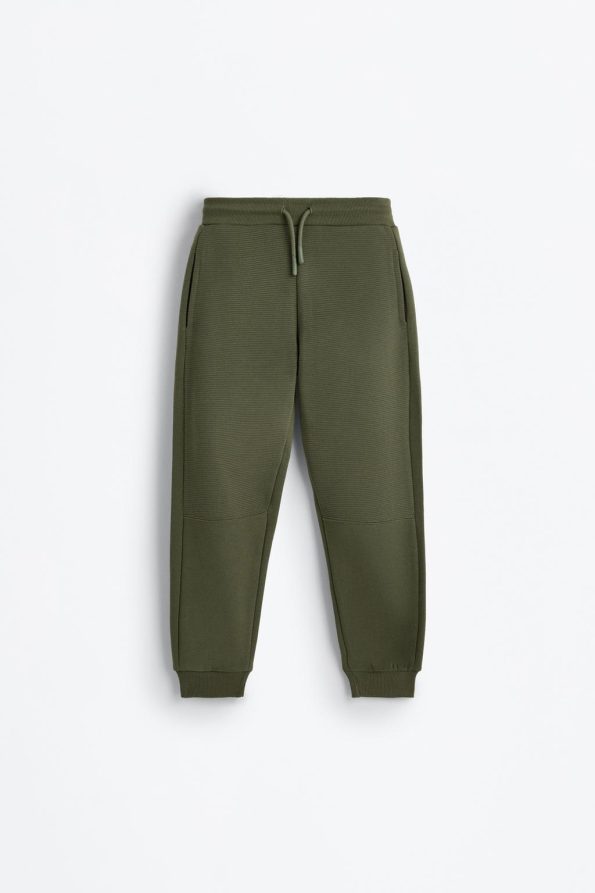 Cotton Jogger Pants with Ottoman Fabric