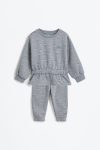 Elastic Hem Sweatshirt and Cotton Pants Set