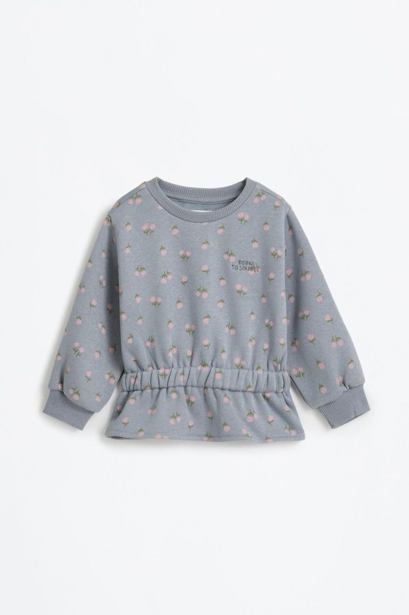 Elastic Hem Sweatshirt and Cotton Pants Set
