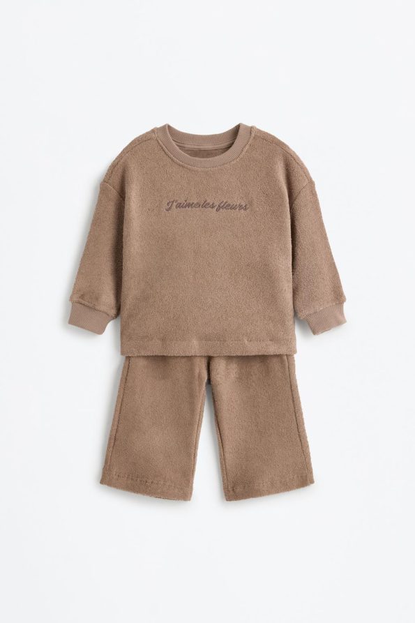 Towel Effect Sweatshirt and Pants Set
