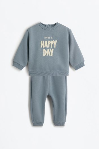 Embroidered Wavy Sweatshirt and Pants Set