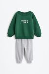 Printed Cotton Sweatshirt and Pant Set