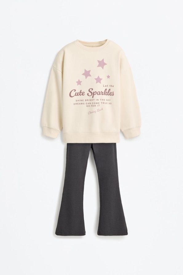 Sweatshirt and Bell-Bottom Leggings Set