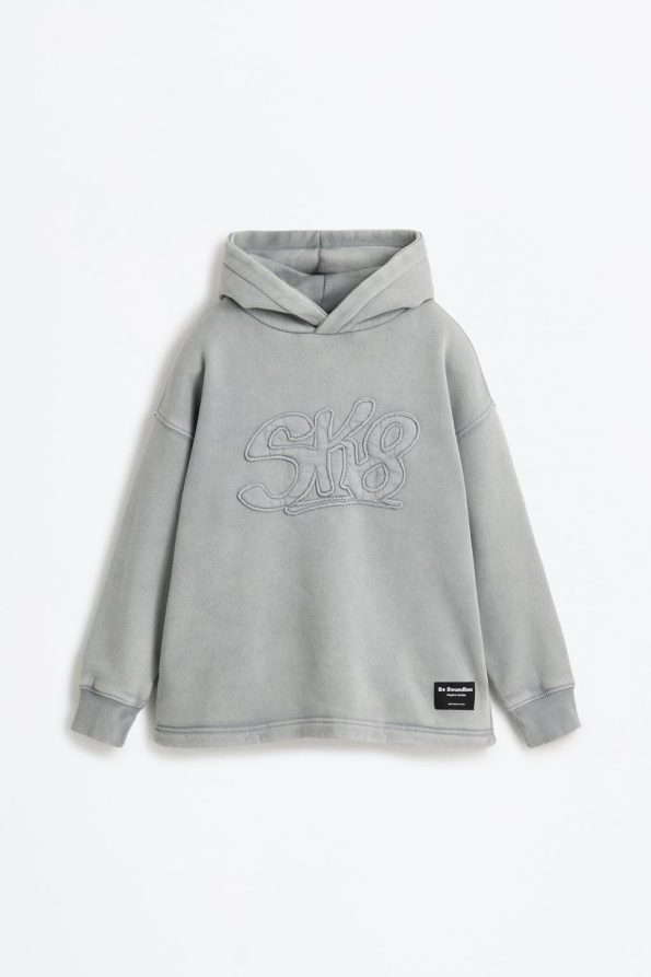 Distressed Effect Hoodie Sweatshirt
