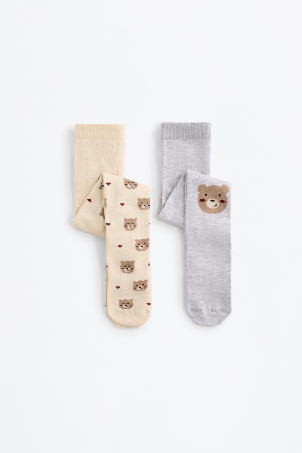 05254204015-A3.jpg Pack of 2 Bear Patterned Tights