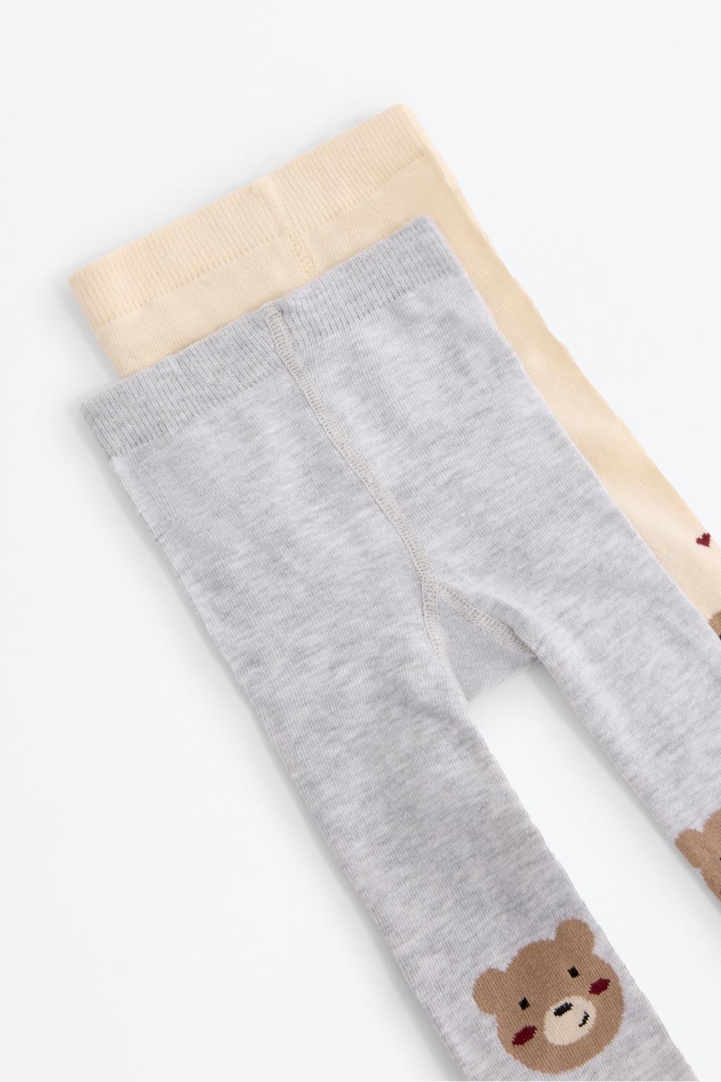 05254204015-A4.jpg Pack of 2 Bear Patterned Tights