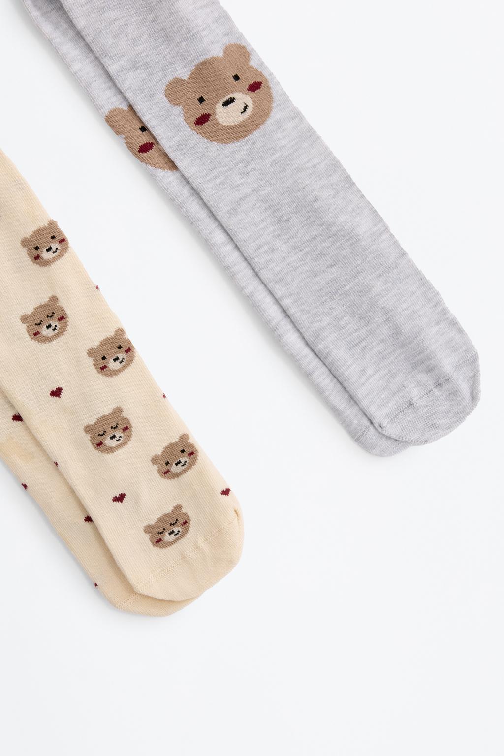 05254204015-A5.jpg Pack of 2 Bear Patterned Tights