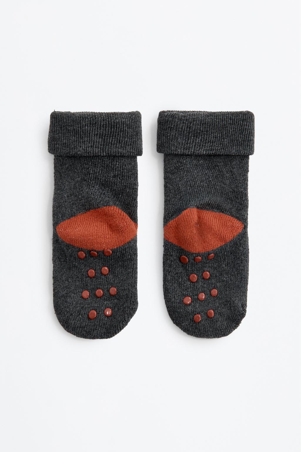 05264833015-A7.jpg 2-Pair Non-Slip Dinosaur Patterned Socks Pack