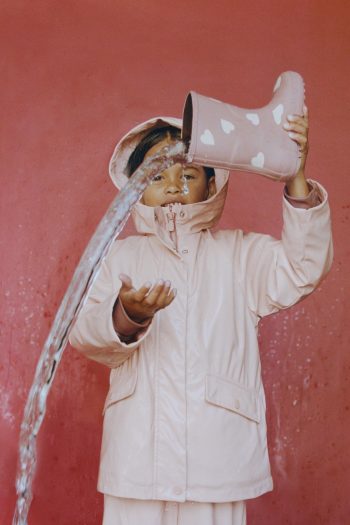 Water-Repellent Raincoat with Faux Fur
