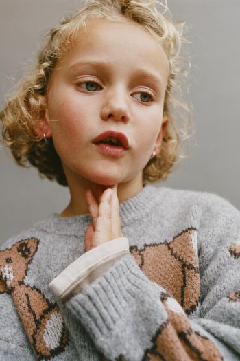 Knit Sweater with Bear Print