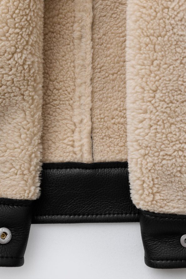 Faux Leather Jacket with Faux Shearling
