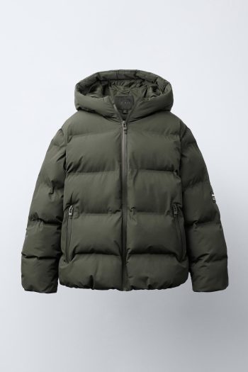Water-Repellent Quilted Coat with Label