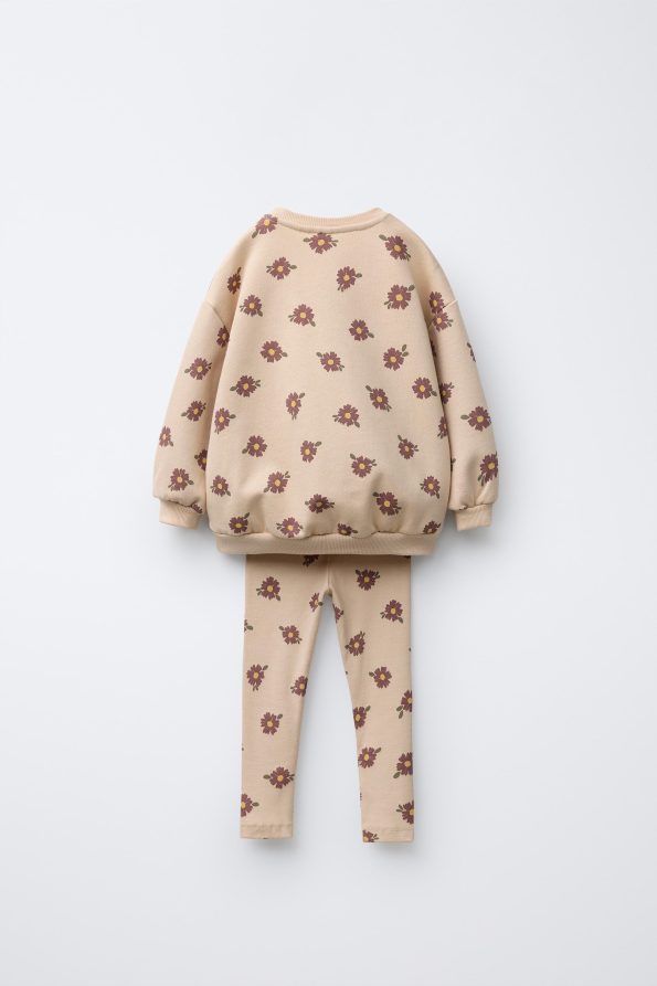 Printed Ribbed Sweatshirt and Leggings Set