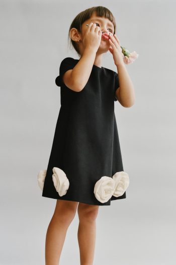 Contrast 3D Floral Dress