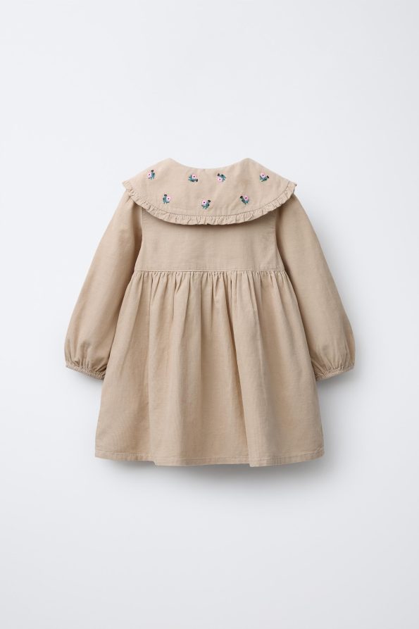 Embroidered Floral Corduroy Dress