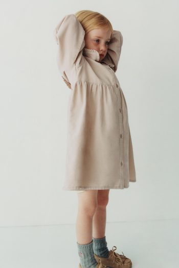 Embroidered Floral Corduroy Dress