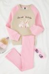 Trendyolmilla Kids Beige Color Block Printed Thick Oversized Knit Set for Girls