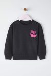 Trendyolmilla Kids Anthracite Cotton Printed Oversized Girls' Knit Sweatshirt