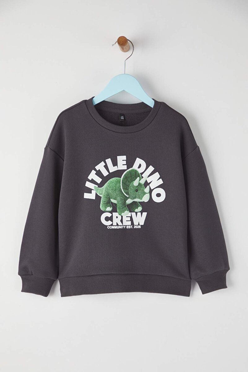 0_org_zoom-13.jpg Trendyolmilla Kids Anthracite Cotton Printed Oversize Knit Sweatshirt