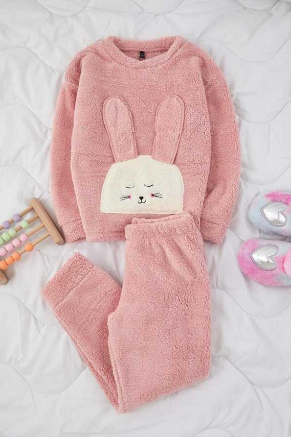 Trendyolmilla Kids Pink Mini Me Plush Knit Pajama Set