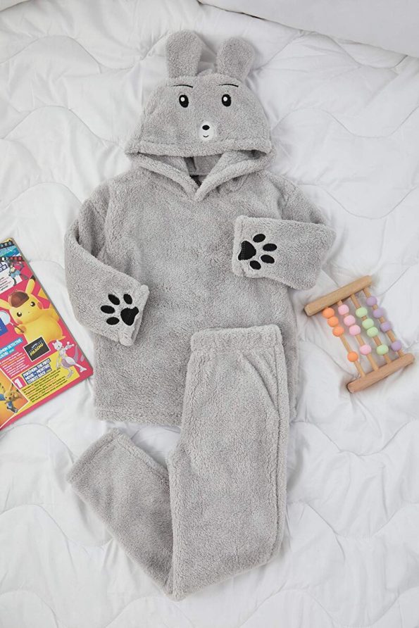 Trendyolmilla Kids Gray Mini Me Knit Unisex Pajama Set