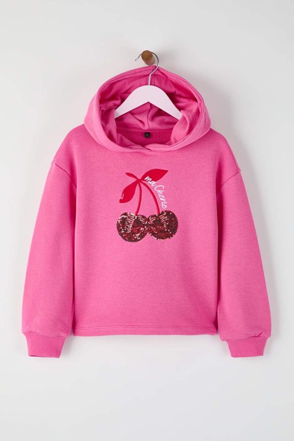 Trendyolmilla Kids Pink Sequin Printed Girls Knit Sweatshirt