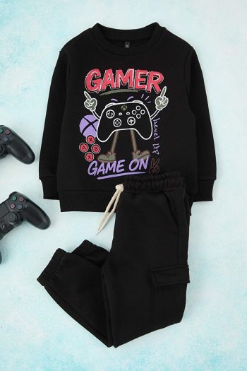 Trendyolmilla Kids Black Printed Boys' Knit Set