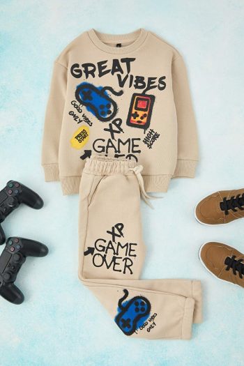 Trendyolmilla Kids Beige Printed Boys Knit Set