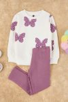 Trendyolmilla Kids Cream 100% Cotton Printed Girls' Knit Outfit