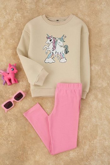 Trendyolmilla Kids Pink Printed Girls' Knit Outfit