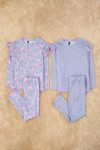 Trendyolmilla Kids Lilac Printed 4-Piece Knitted Regular Girls Pajama Set