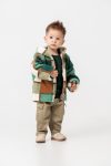 Boys' Green Checkered Cotton Hooded Zippered Fleece Jacket