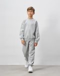Boys' Cotton Gray Basic Printed Sweatshirt and Jogger Set
