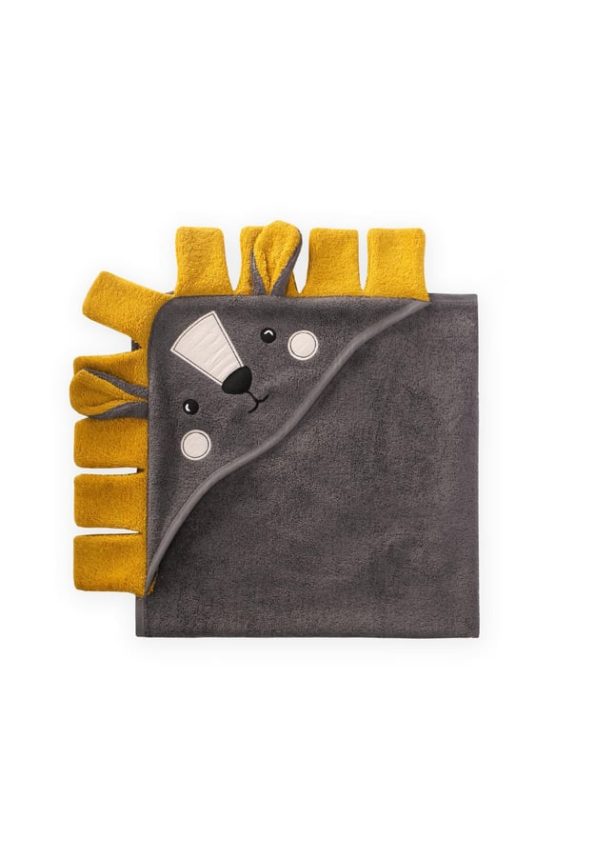 Lion Figure Baby Towel 75x75 cm Dark Grey