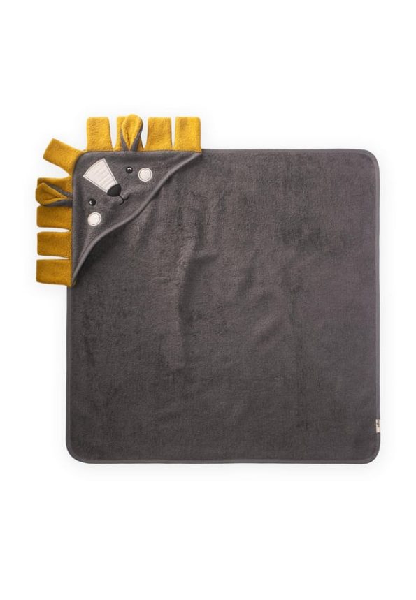 Lion Figure Baby Towel 75x75 cm Dark Grey