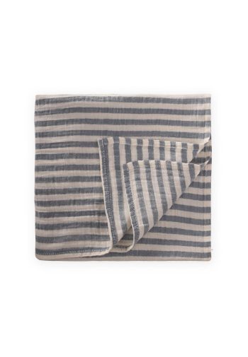 Natural Blanket 90X100Cm Navy Blue Striped