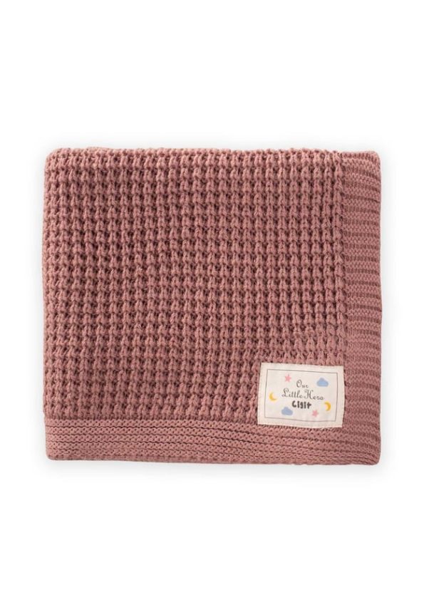 Knitted Selanik Baby Blanket 80X100 cm Rose Dust