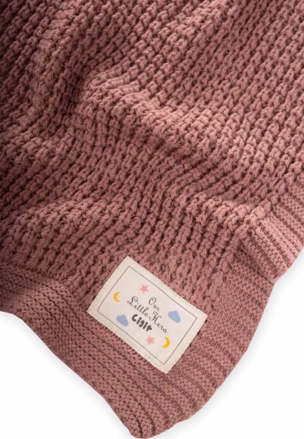 Knitted Selanik Baby Blanket 80X100 cm Rose Dust