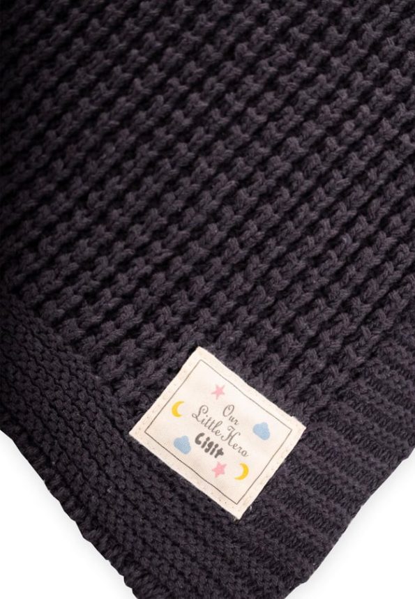 Charcoal Knit Baby Blanket 80x100