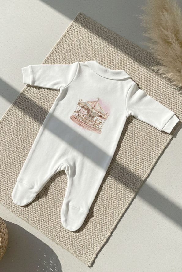 Tuğba Swan Baby Collar Romper Set - Royal Series - Pink Carousel