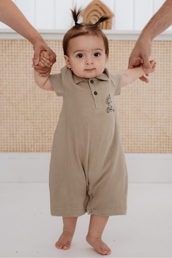 Lilabio 100% Organic Cotton Muslin Short Leg Romper for Babies