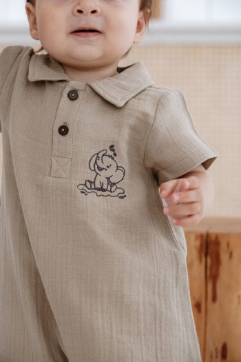 Lilabio 100% Organic Cotton Muslin Short Leg Romper for Babies