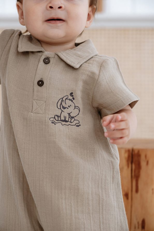 Lilabio 100% Organic Cotton Muslin Short Leg Romper for Babies