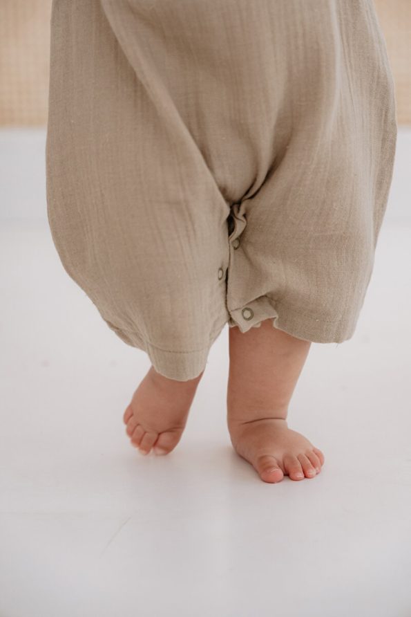 Lilabio 100% Organic Cotton Muslin Short Leg Romper for Babies