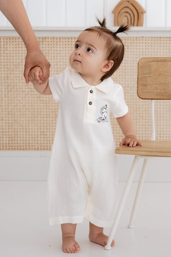 Lilabio 100% Organic Cotton Muslin Short Leg Romper for Babies